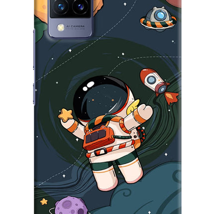 Cartoon Astronaut Vivo V21 Hard Case Back Cover by Casekaro