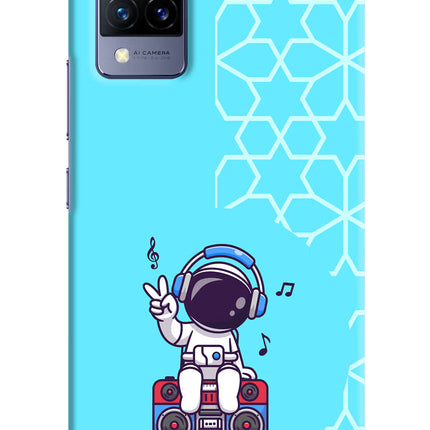 Cute Astronaut Chilling Vivo V21 Hard Case Back Cover by Casekaro