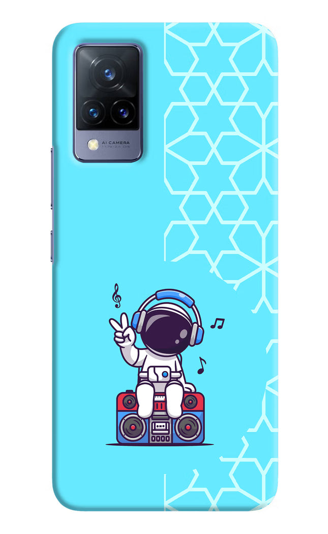 Cute Astronaut Chilling Vivo V21 Hard Case Back Cover by Casekaro
