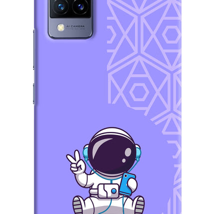 Cute Astronaut Chilling Vivo V21 Hard Case Back Cover by Casekaro