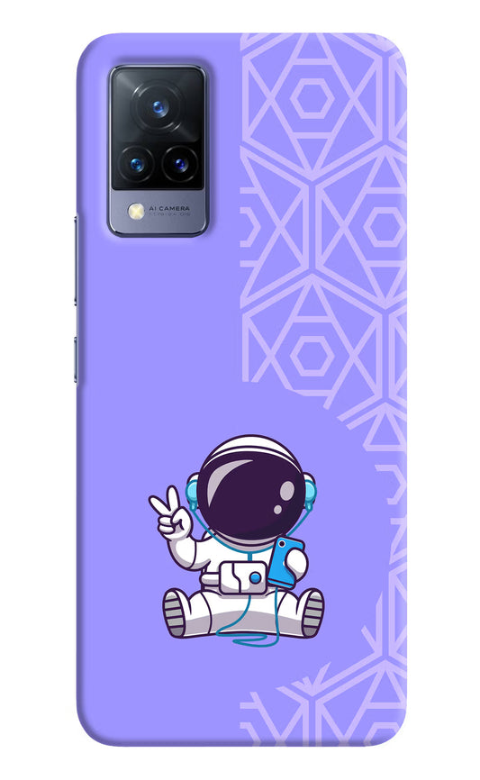 Cute Astronaut Chilling Vivo V21 Hard Case Back Cover by Casekaro