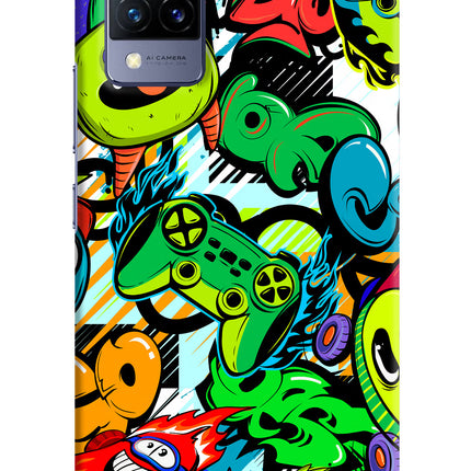 Game Doodle Vivo V21 Hard Case Back Cover by Casekaro