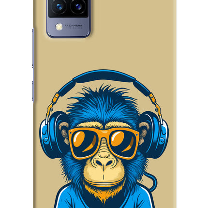 Monkey Headphone Vivo V21 Hard Case Back Cover by Casekaro