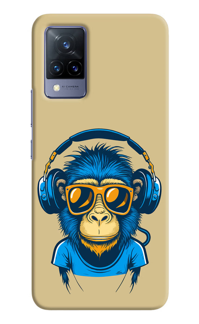 Monkey Headphone Vivo V21 Hard Case Back Cover by Casekaro