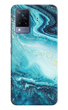 Blue Glitter Marble Vivo V21 Hard Case Back Cover by Casekaro