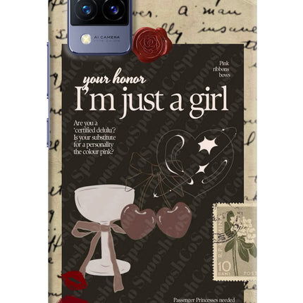 I am just a girl Vivo V21 Hard Case Back Cover by Casekaro