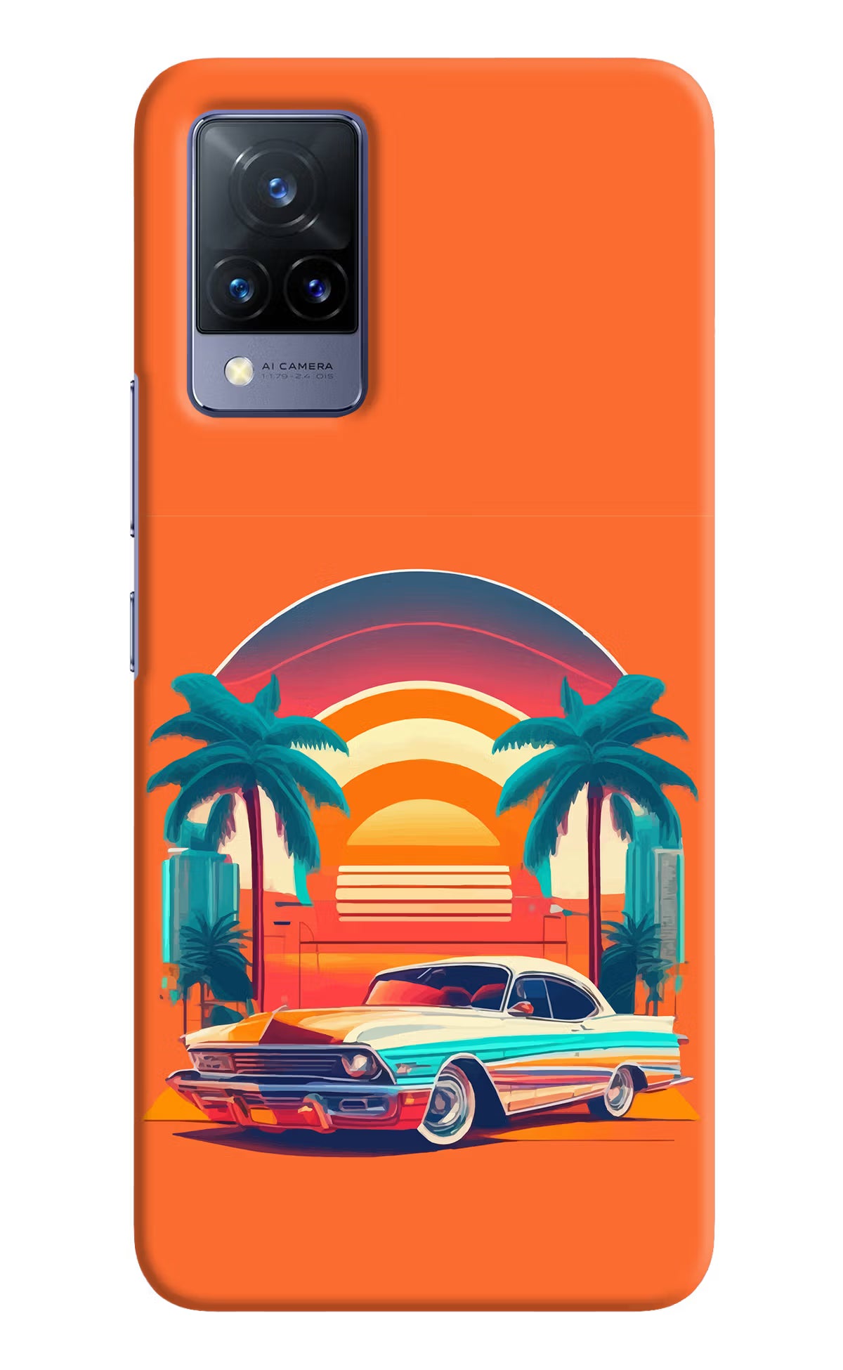 Palm Drive 80s Vivo V21 Hard Case Back Cover by Casekaro