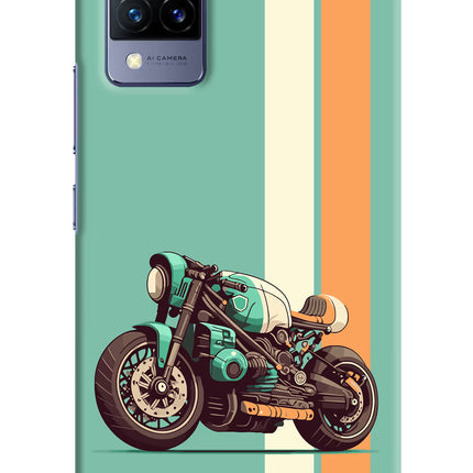 Striped Moto Drift Vivo V21 Hard Case Back Cover by Casekaro