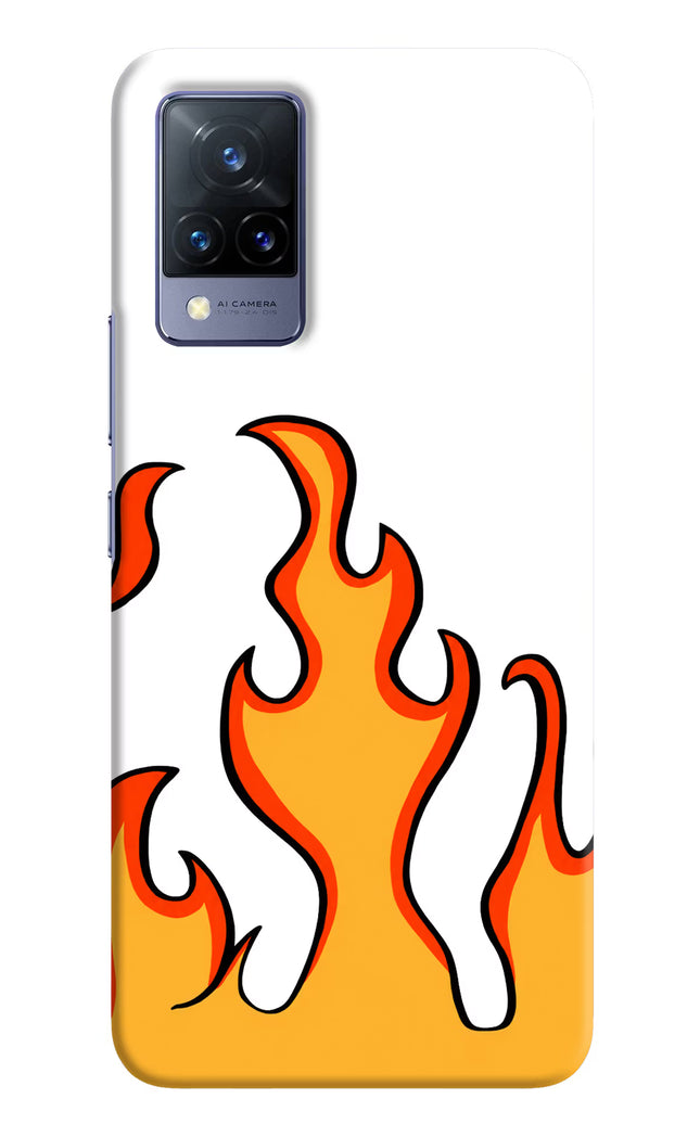 Fired Up – White Vivo V21 Hard Case Back Cover by Casekaro