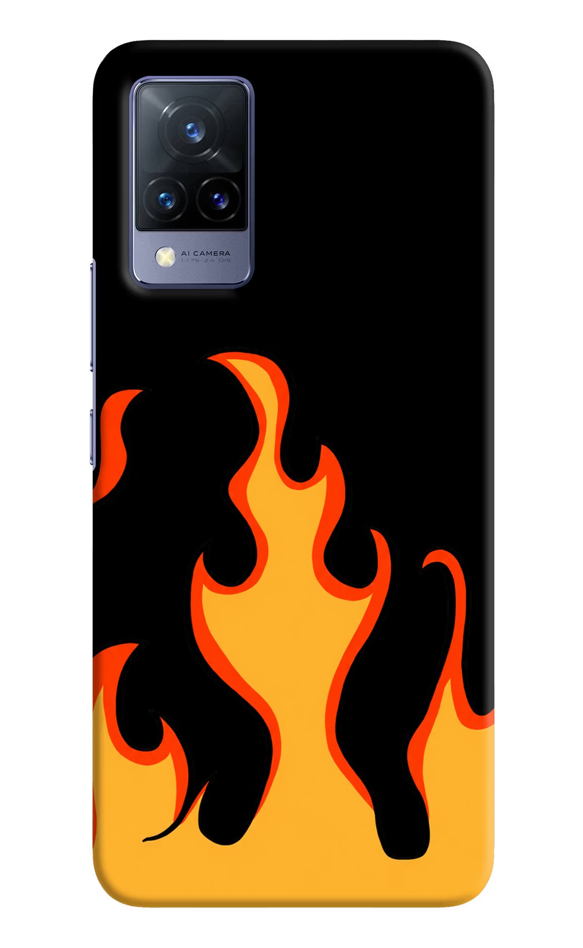 Fired Up – Black Vivo V21 Hard Case Back Cover by Casekaro