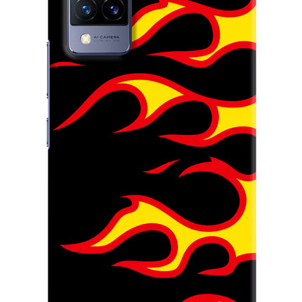 Side Sweep Flames Vivo V21 Hard Case Back Cover by Casekaro