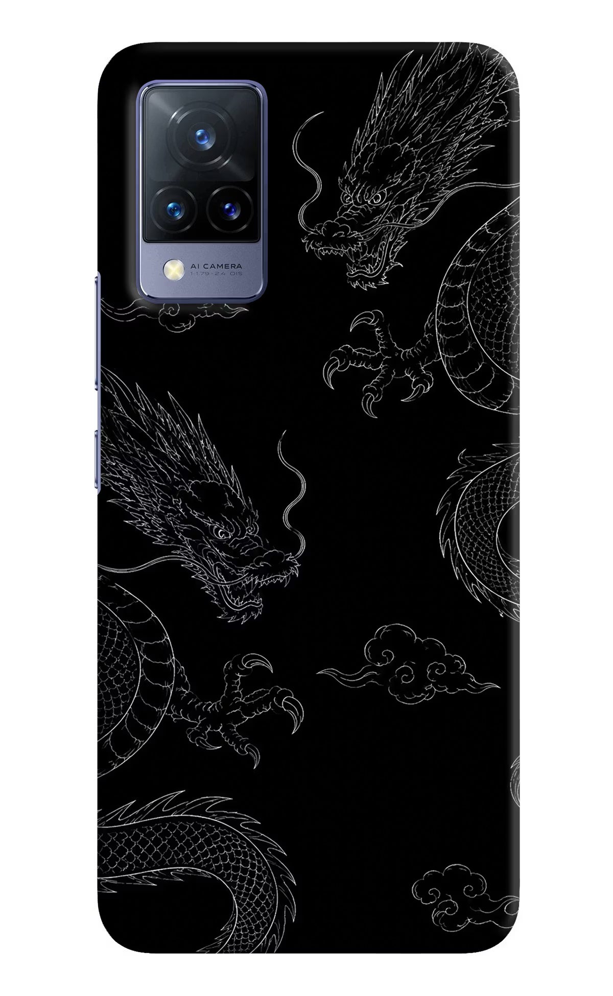 Twin Dragons Vivo V21 Hard Case Back Cover by Casekaro