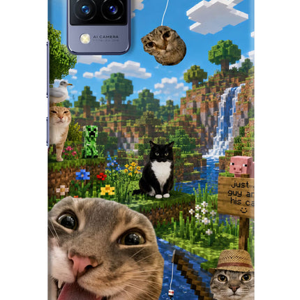 Minecraft Cat Chaos Vivo V21 Hard Case Back Cover by Casekaro