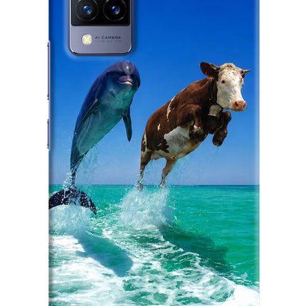 Dolphin vs Cow Vivo V21 Hard Case Back Cover by Casekaro