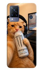 Gamer Cat Energy Vivo V21 Hard Case Back Cover by Casekaro