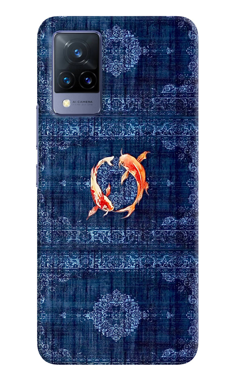Koi Blue Vivo V21 Back Cover, Hard case