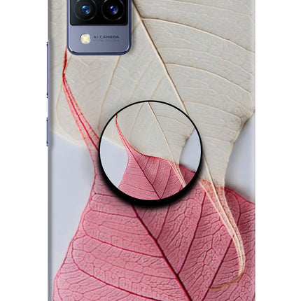 White Pink Leaf Vivo V21 Pop Case by Casekaro