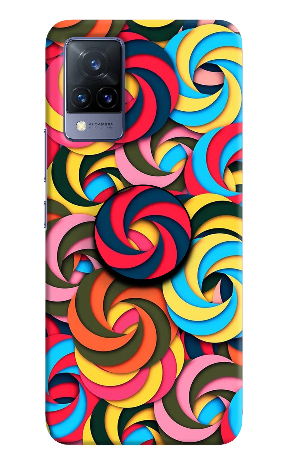 Spiral Pattern Vivo V21 Pop Case by Casekaro