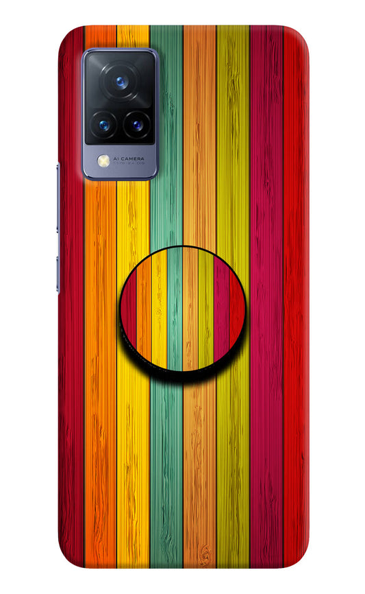 Multicolor Wooden Vivo V21 Pop Case by Casekaro