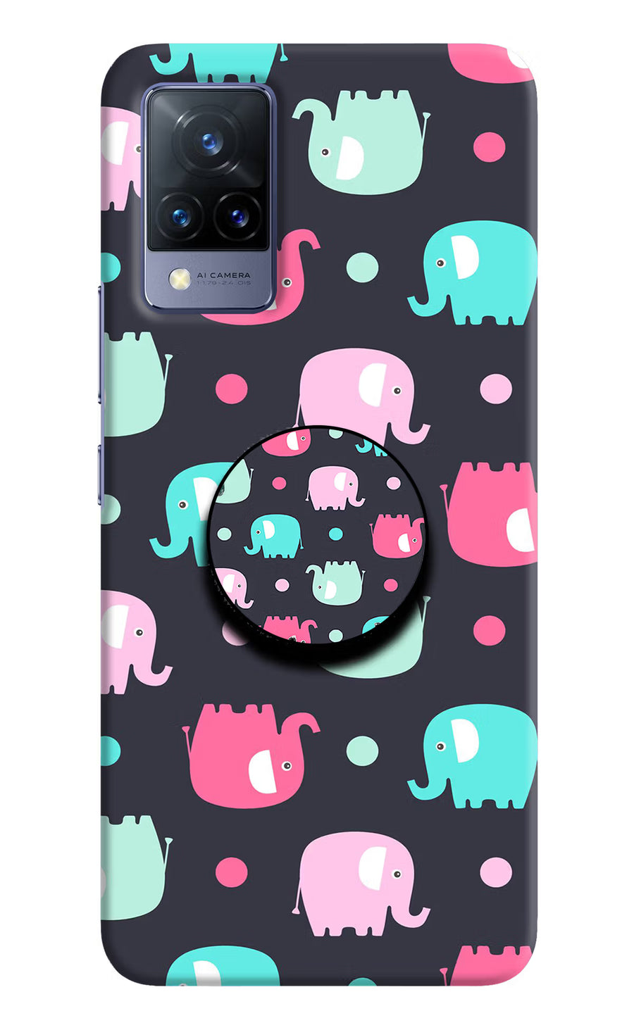 Baby Elephants Vivo V21 Pop Case, Hard case