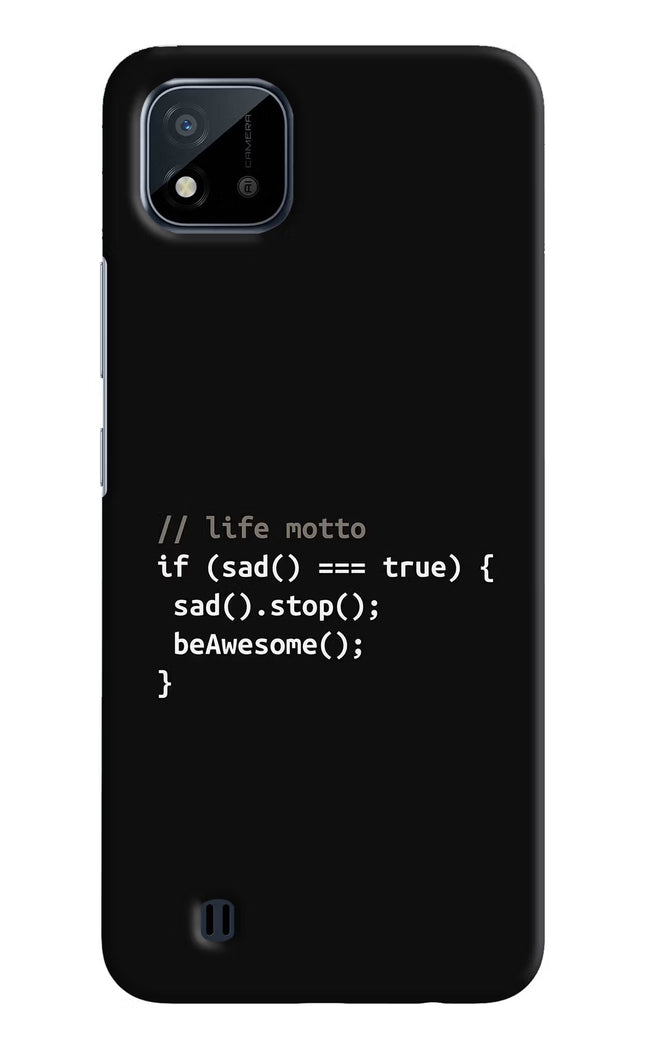 Life Motto Code Realme C20 Hard Case Back Cover by Casekaro