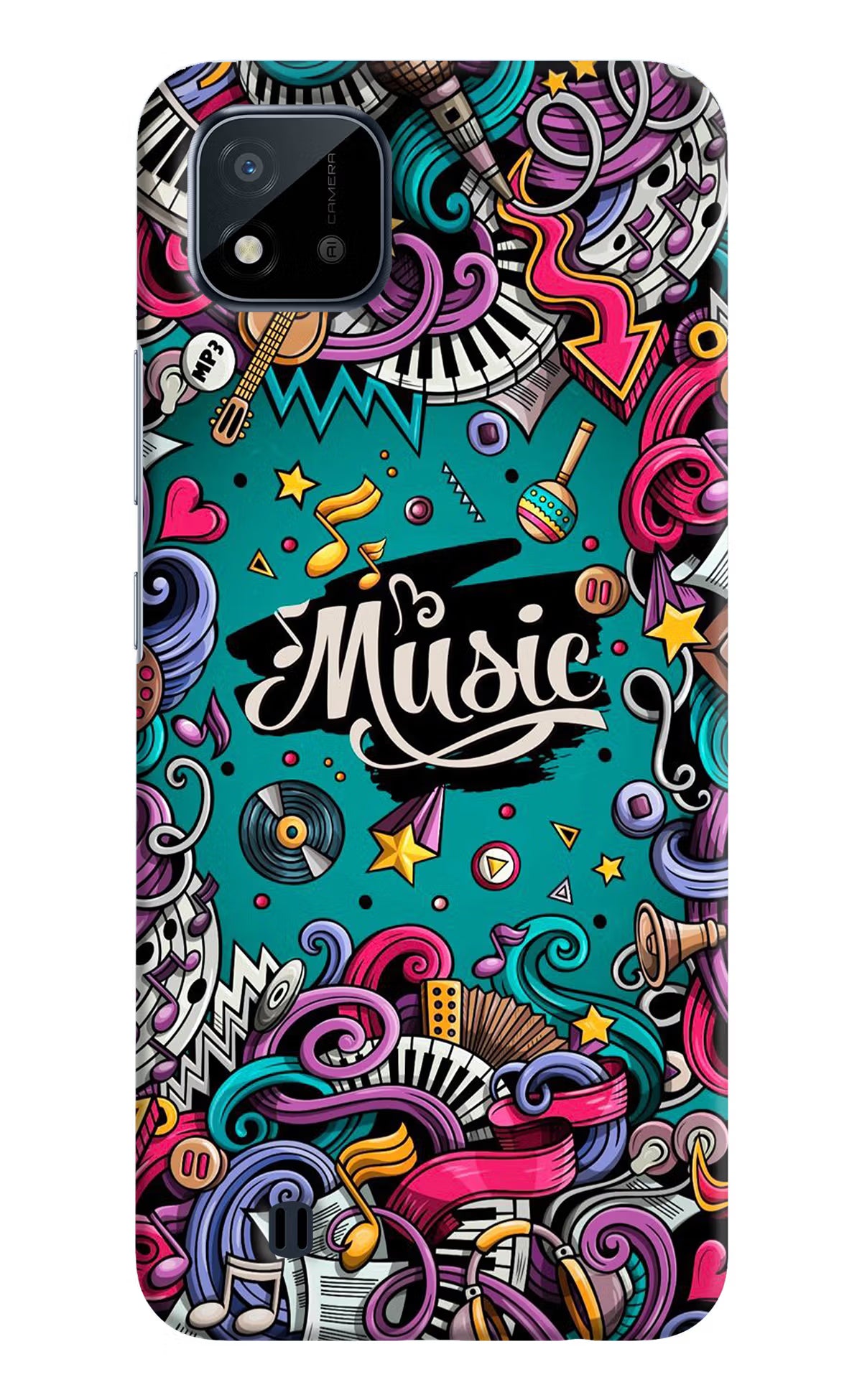 Music Graffiti Realme C20 Hard Case Back Cover by Casekaro