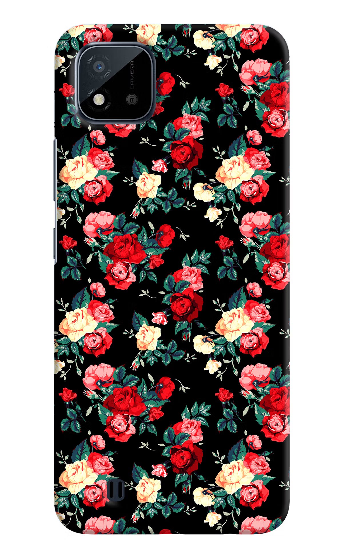 Rose Pattern Realme C20 Hard Case Back Cover by Casekaro