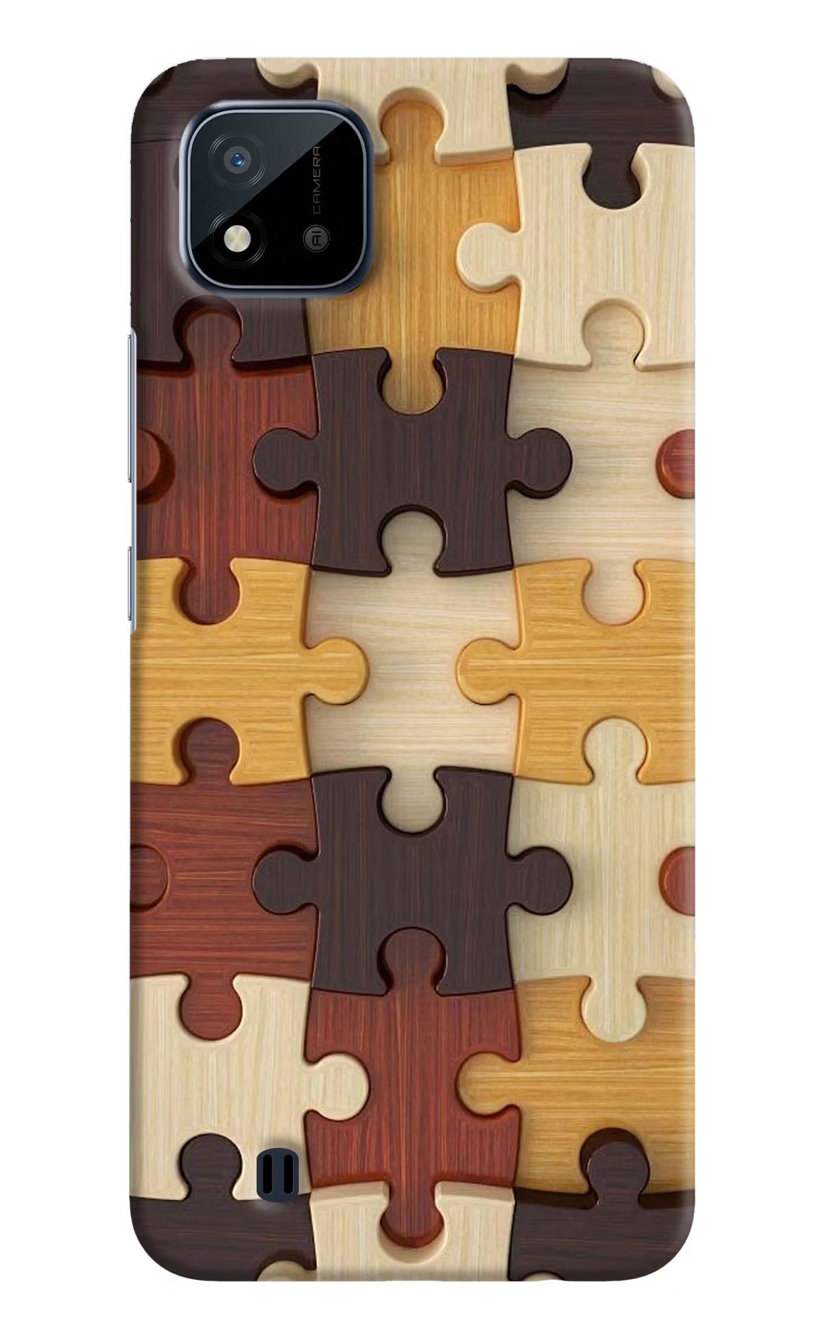 Wooden Puzzle Realme C20 Hard Case Back Cover by Casekaro