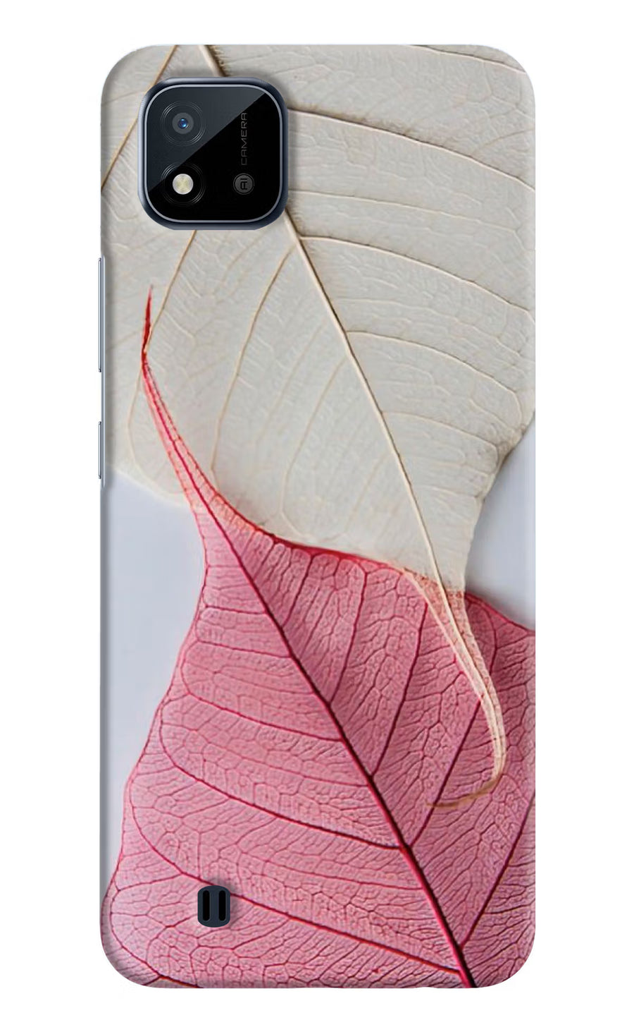 White Pink Leaf Realme C20 Back Cover, Hard case