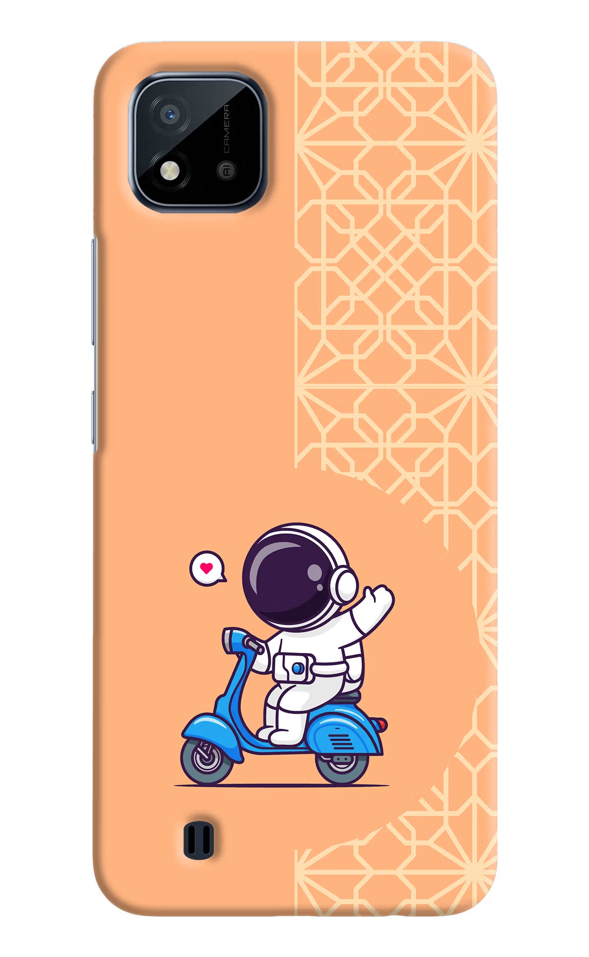 Cute Astronaut Riding Realme C20 Hard Case Back Cover by Casekaro