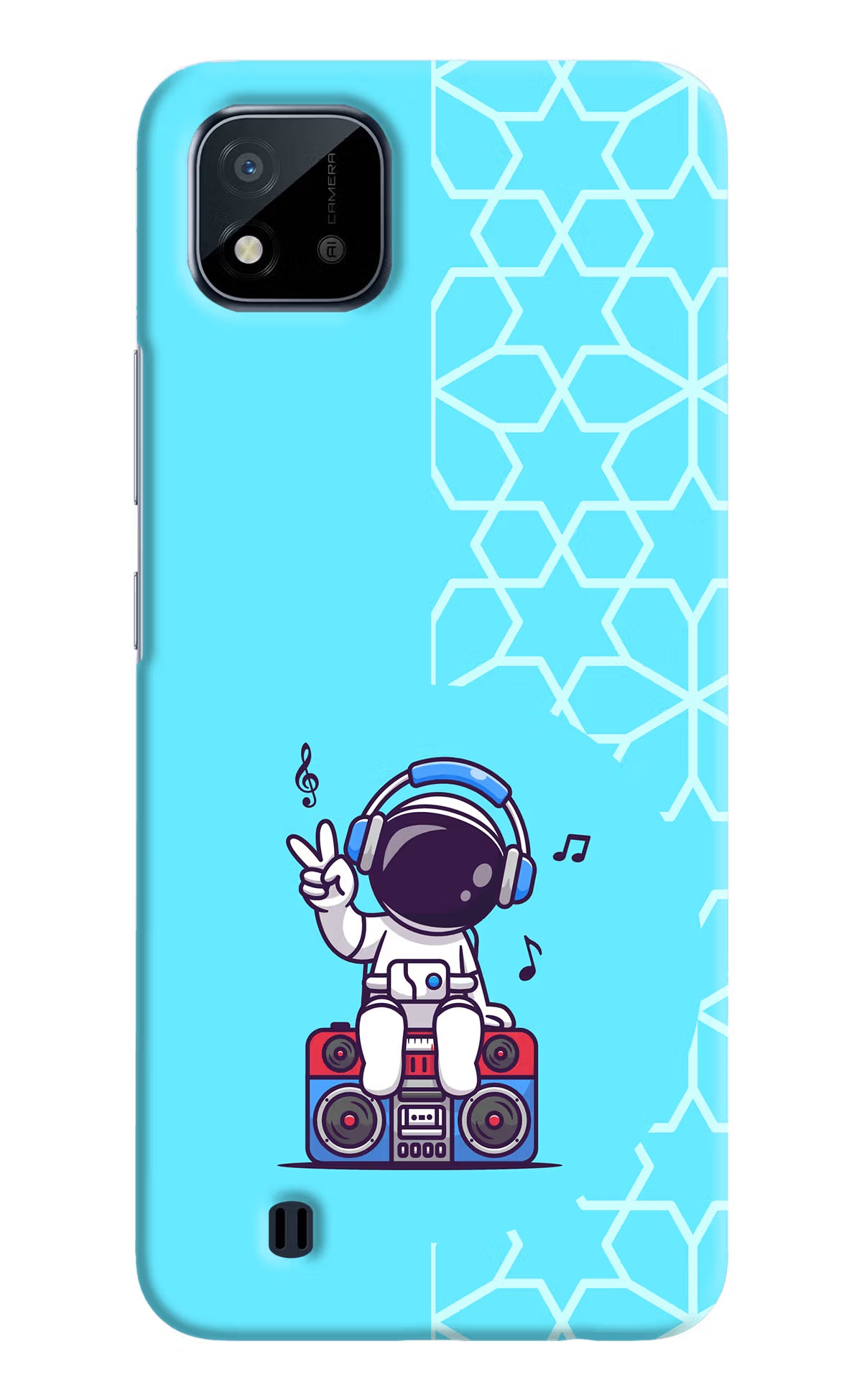 Cute Astronaut Chilling Realme C20 Hard Case Back Cover by Casekaro