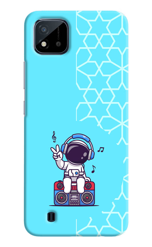 Cute Astronaut Chilling Realme C20 Hard Case Back Cover by Casekaro