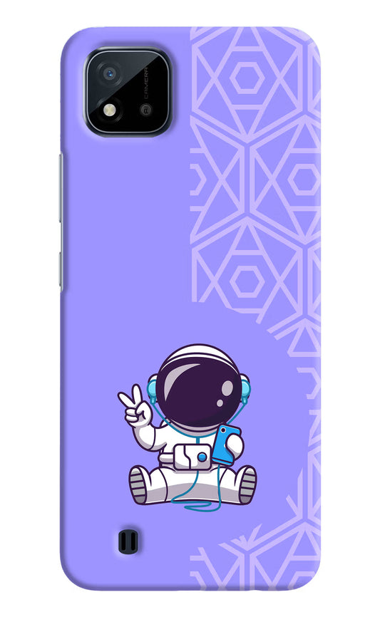 Cute Astronaut Chilling Realme C20 Hard Case Back Cover by Casekaro