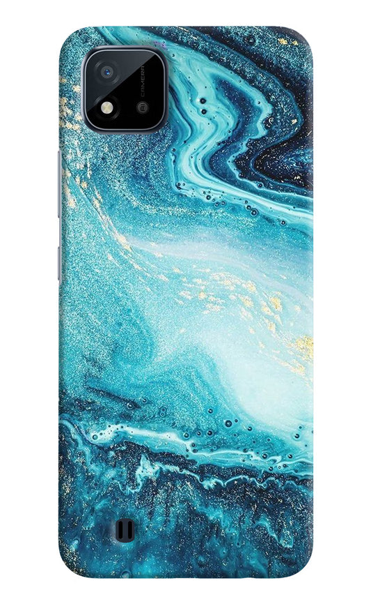 Blue Glitter Marble Realme C20 Hard Case Back Cover by Casekaro