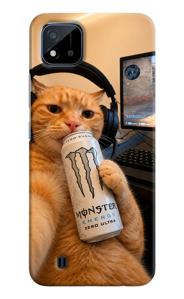 Gamer Cat Energy Realme C20 Hard Case Back Cover by Casekaro
