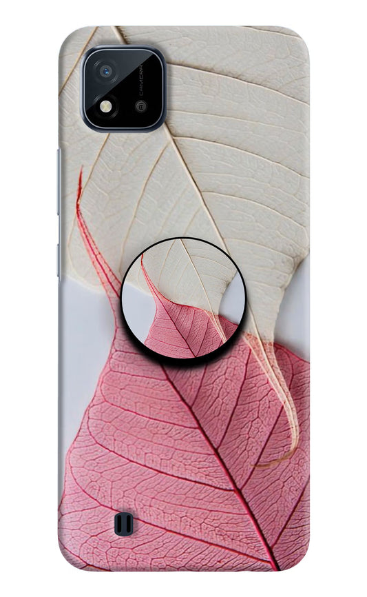 White Pink Leaf Realme C20 Pop Case by Casekaro
