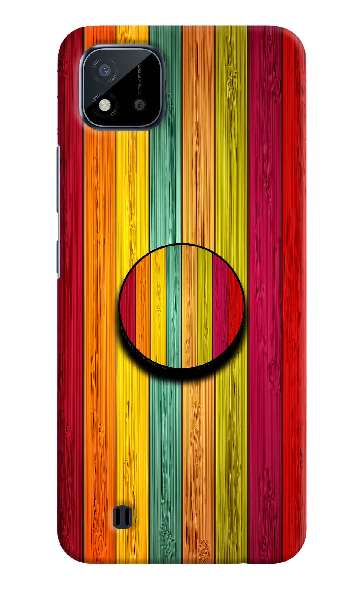 Multicolor Wooden Realme C20 Pop Case by Casekaro