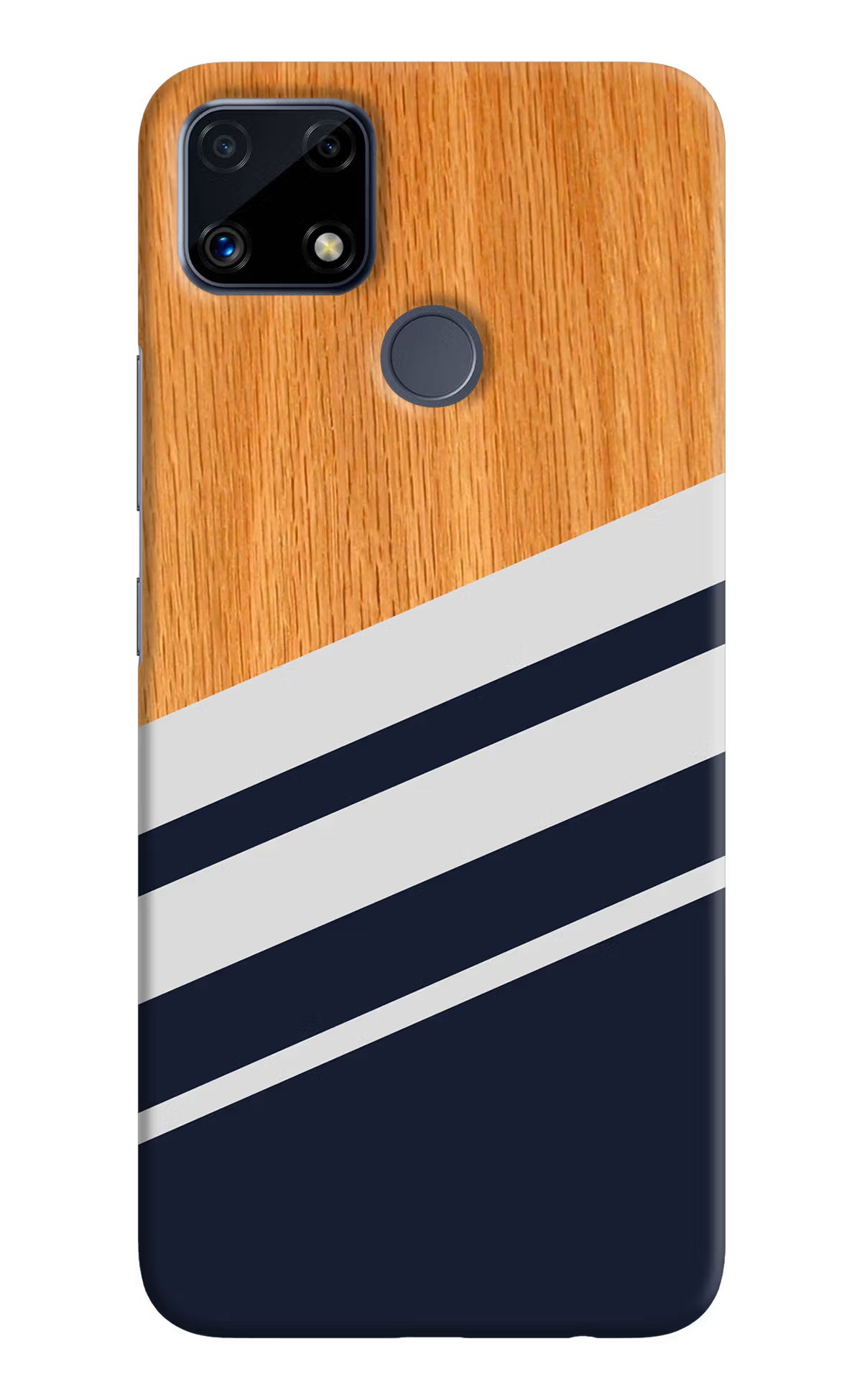 Blue and white wooden Realme C25/C25s Hard Case Back Cover by Casekaro