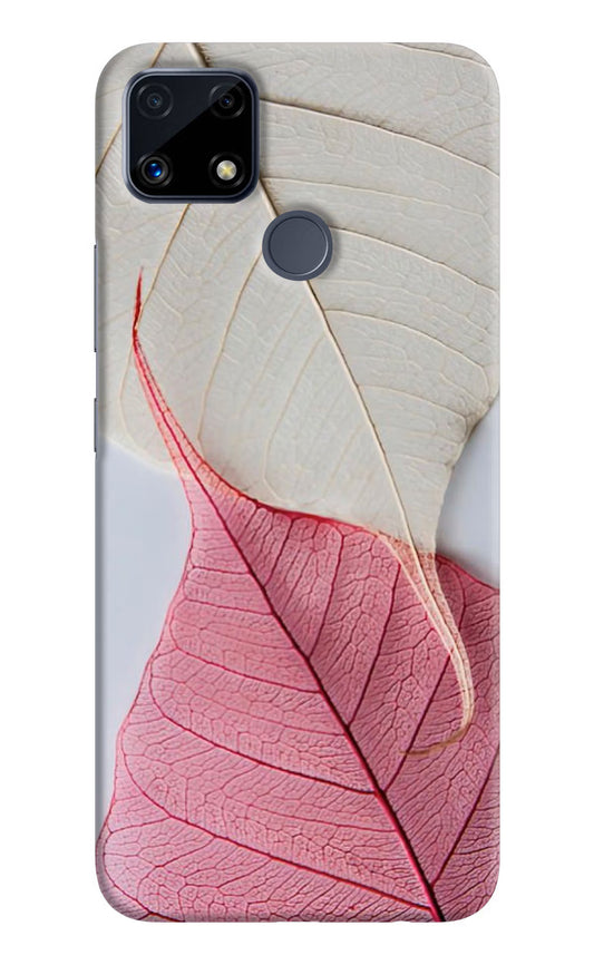 White Pink Leaf Realme C25/C25s Hard Case Back Cover by Casekaro