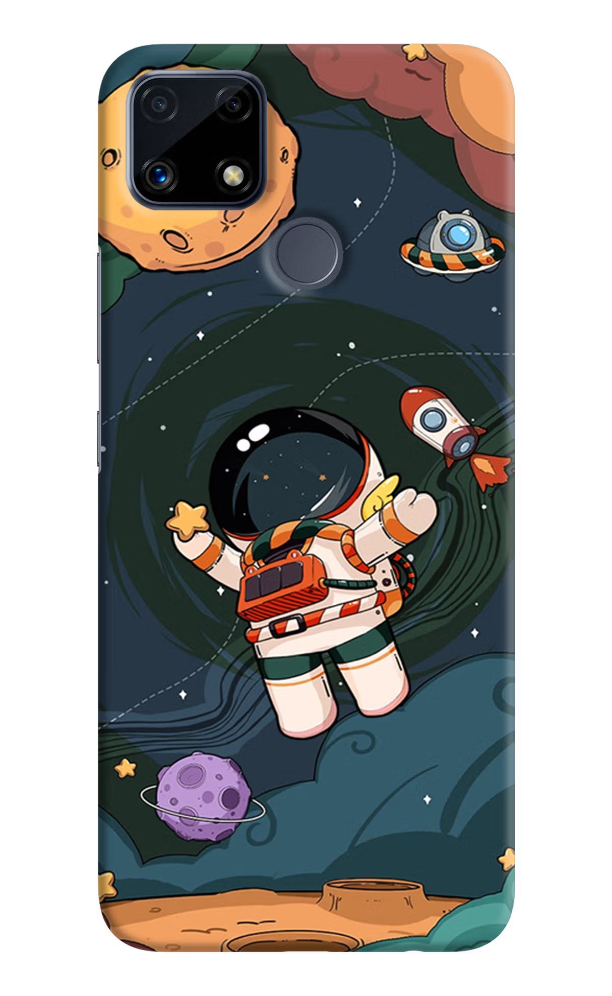 Cartoon Astronaut Realme C25/C25s Hard Case Back Cover by Casekaro