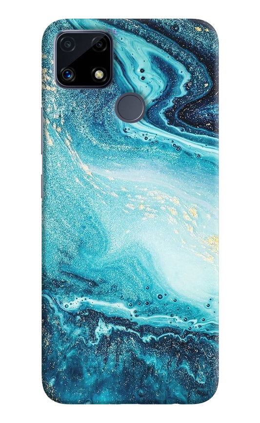 Blue Glitter Marble Realme C25/C25s Hard Case Back Cover by Casekaro