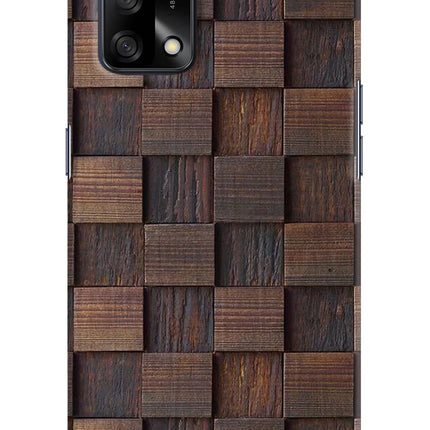 Wooden Cube Design Oppo F19/F19s Hard Case Back Cover by Casekaro
