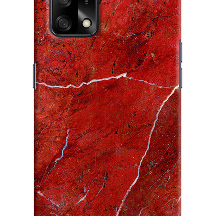 Red Marble Design Oppo F19/F19s Hard Case Back Cover by Casekaro