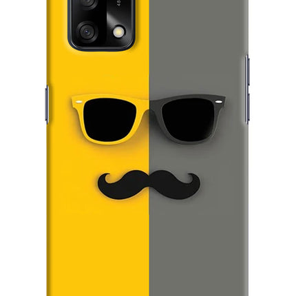 Sunglasses with Mustache Oppo F19/F19s Hard Case Back Cover by Casekaro