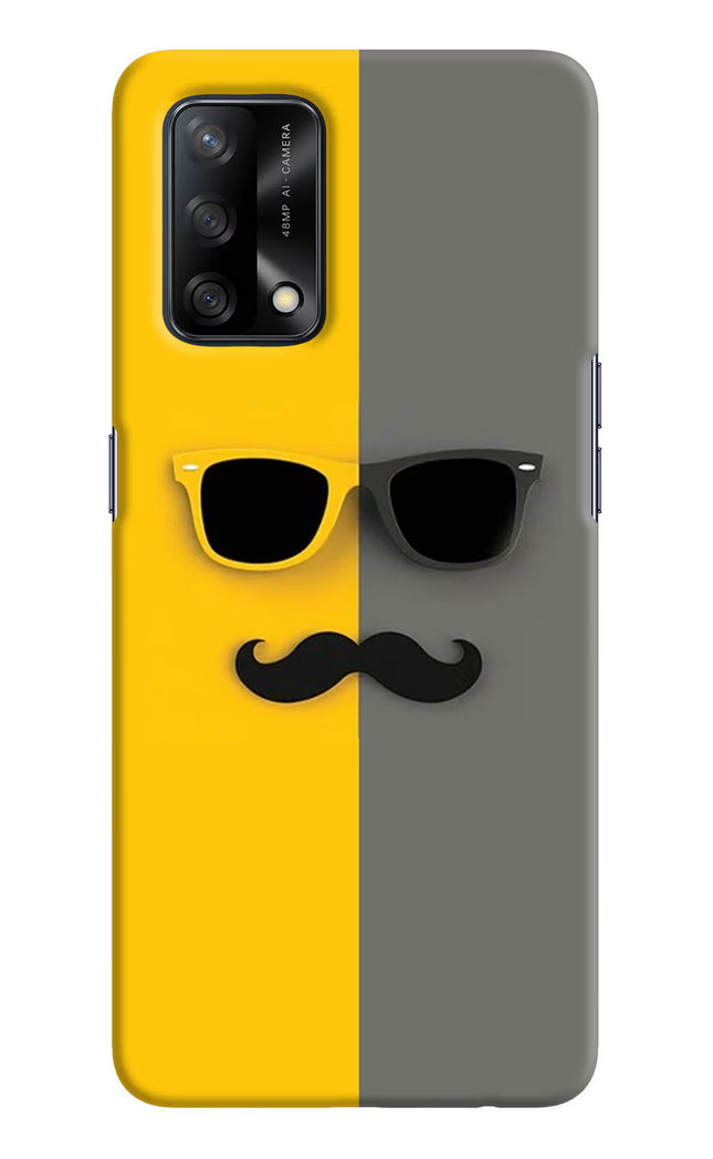 Sunglasses with Mustache Oppo F19/F19s Hard Case Back Cover by Casekaro