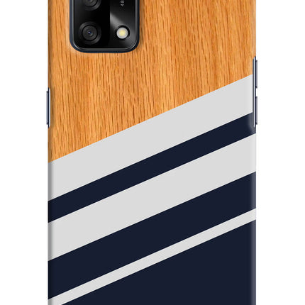Blue and white wooden Oppo F19/F19s Hard Case Back Cover by Casekaro