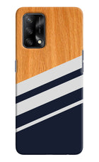 Blue and white wooden Oppo F19/F19s Hard Case Back Cover by Casekaro