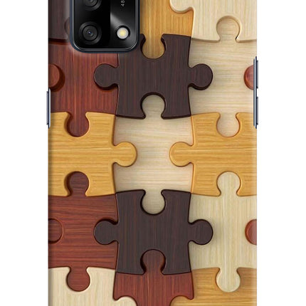 Wooden Puzzle Oppo F19/F19s Hard Case Back Cover by Casekaro