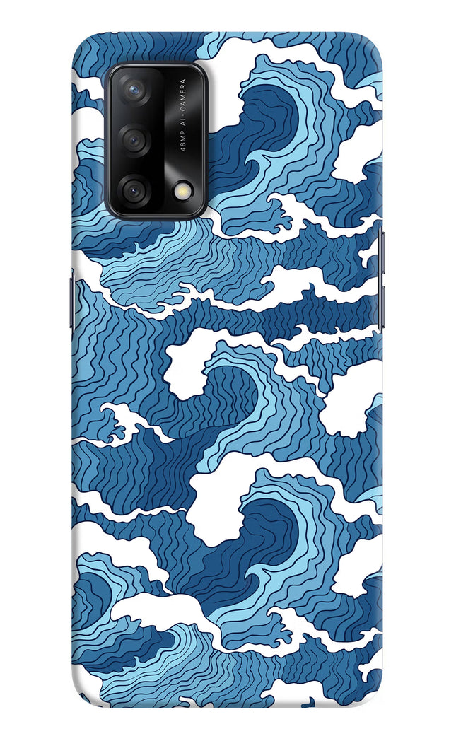 Blue Waves Oppo F19/F19s Hard Case Back Cover by Casekaro