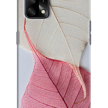 White Pink Leaf Oppo F19/F19s Hard Case Back Cover by Casekaro